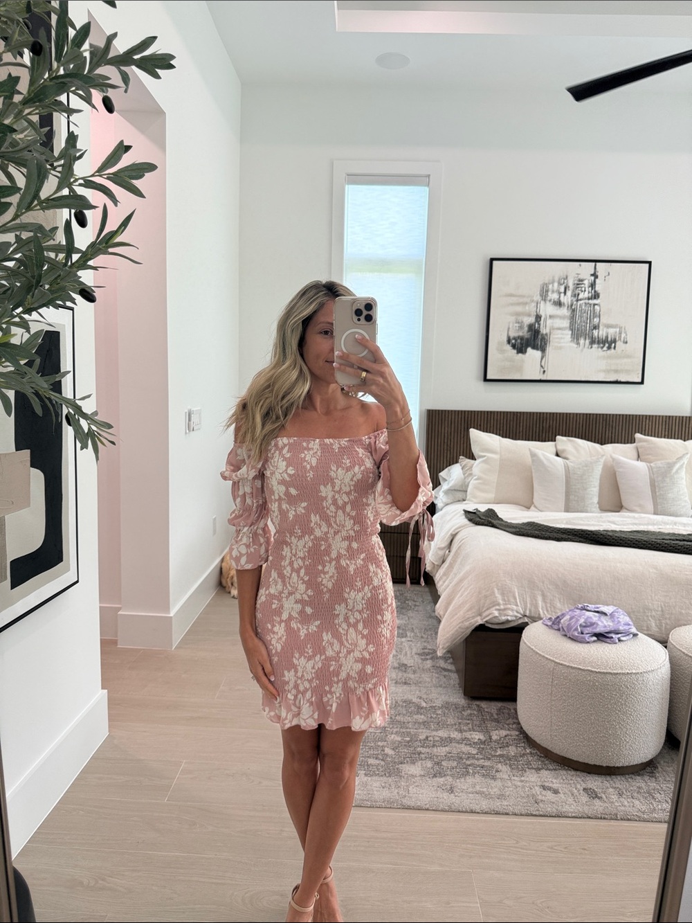 Blush Pink Floral Mini Dress